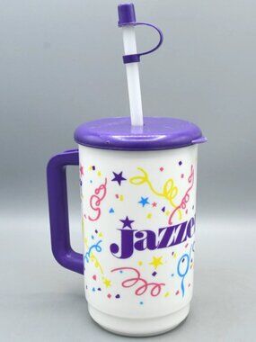 Jazzercise Travel Mug Cup Sport Bottle with Lid Straw Cap Vintage 1980s Whirley
